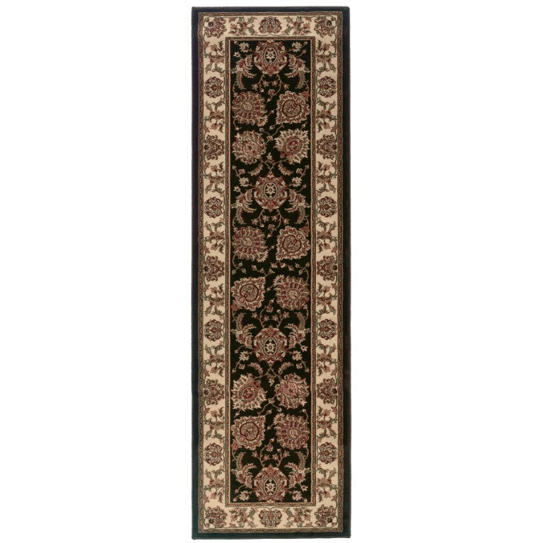 HomeRoots 8 Foot Oriental Polypropylene Runner Rug for Hallways Entryways and High Traffic Spaces 576012