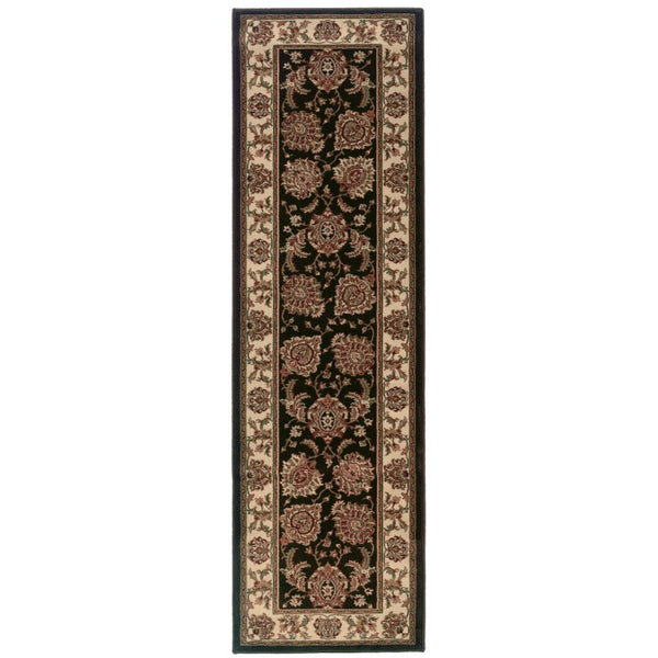 HomeRoots 8 Foot Oriental Polypropylene Runner Rug for Hallways Entryways and High Traffic Spaces 576012