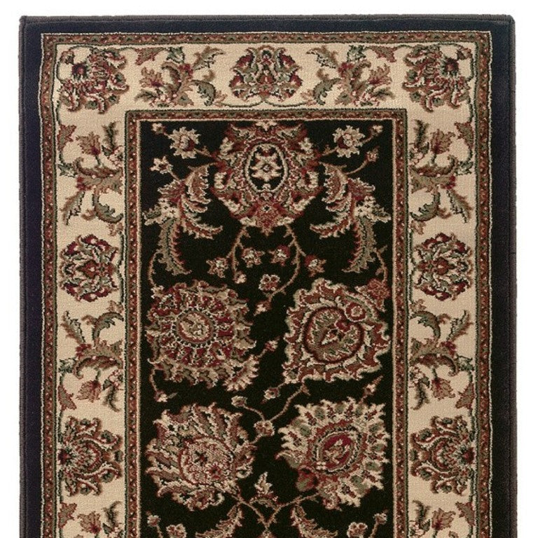 HomeRoots 8 Foot Oriental Polypropylene Runner Rug for Hallways Entryways and High Traffic Spaces 576012