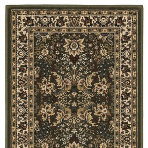 Homeroots 6' Elegant Green And Ivory Oriental Round Rug - Durable, Stain-resistant, Perfect For Any Room 8' Runner Polypropylene 576014