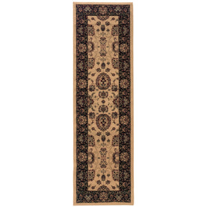 HomeRoots 4' Timeless Black and Ivory Oriental Area Rug – Durable, Stain-Resistant Design for Any Space 8' Runner 576016
