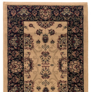 HomeRoots 4' Timeless Black and Ivory Oriental Area Rug – Durable, Stain-Resistant Design for Any Space 8' Runner 576016