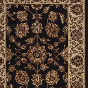 HomeRoots 4' Timeless Brown Ivory and Black Oriental Area Rug - Durable, Stylish, and Easy to Maintain for Any Room 8' Runner 576019