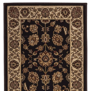 HomeRoots 4' Timeless Brown Ivory and Black Oriental Area Rug - Durable, Stylish, and Easy to Maintain for Any Room 8' Runner 576019