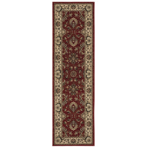 HomeRoots 4' Red Ivory and Black Oriental Area Rug – Classic Style, Durable Construction for Any Room Decor 8' Runner 576020