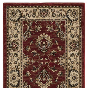 HomeRoots 4' Red Ivory and Black Oriental Area Rug – Classic Style, Durable Construction for Any Room Decor 8' Runner 576020