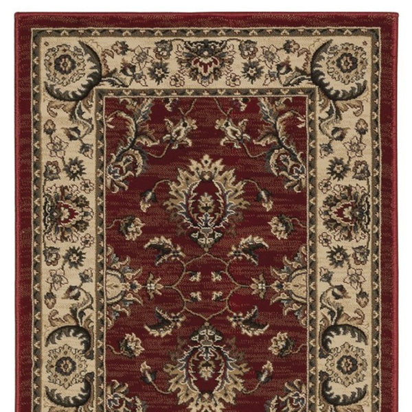 HomeRoots 4' Red Ivory and Black Oriental Area Rug – Classic Style, Durable Construction for Any Room Decor 8' Runner 576020