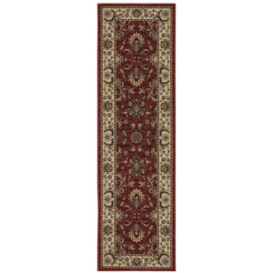 HomeRoots 4' Red Ivory and Black Oriental Area Rug – Classic Style, Durable Construction for Any Room Decor 8' Runner 576020