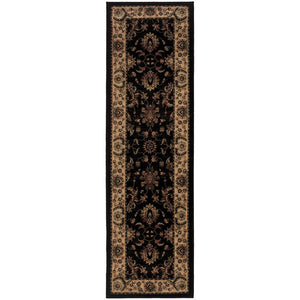 HomeRoots 4' Black Ivory and Brown Oriental Area Rug - Stylish, Durable, Stain-Resistant Design for Any Room 8' Runner 576022