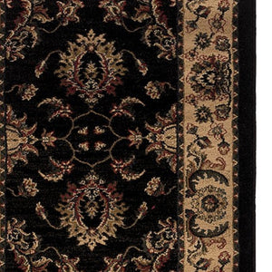 HomeRoots 4' Black Ivory and Brown Oriental Area Rug - Stylish, Durable, Stain-Resistant Design for Any Room 8' Runner 576022