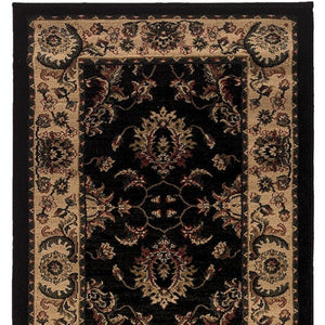 HomeRoots 4' Black Ivory and Brown Oriental Area Rug - Stylish, Durable, Stain-Resistant Design for Any Room 8' Runner 576022