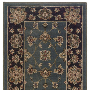 HomeRoots 4' Elegant Teal Ivory Black Floral Area Rug - Durable, Stain-Resistant, Perfect for Family Spaces 8' Runner 576024
