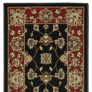 HomeRoots 4' Bold Black, Red & Ivory Floral Area Rug - Durable, Stain-Resistant Design Perfect for High-Traffic Areas 8' Runner 576025