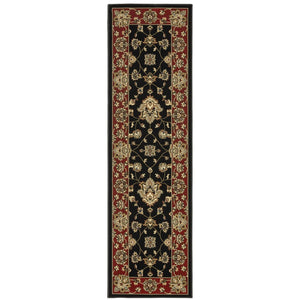 HomeRoots 4' Bold Black, Red & Ivory Floral Area Rug - Durable, Stain-Resistant Design Perfect for High-Traffic Areas 8' Runner 576025