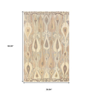 Homeroots 4' Gray Wool Abstract Hand Tufted Area Rug - Elevate Your Space With Stylish Neutral Elegance 5' X 8' Wool 576027