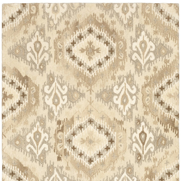Homeroots 4' Abstract Beige And Ivory Hand-tufted Wool Area Rug - Stylish Design For Cozy Home Décor 5' X 8' Wool 576029