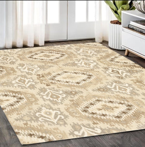 Homeroots 4' Abstract Beige And Ivory Hand-tufted Wool Area Rug - Stylish Design For Cozy Home Décor 5' X 8' Wool 576029