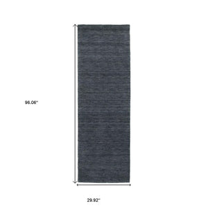 Homeroots 5' Navy Blue Wool Hand Tufted Area Rug - Elevate Your Space With Style, Comfort, And Versatility! 8' Runner Wool 576035