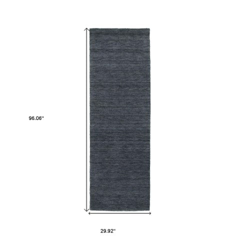 Homeroots 5' Navy Blue Wool Hand Tufted Area Rug - Elevate Your Space With Style, Comfort, And Versatility! 8' Runner Wool 576035