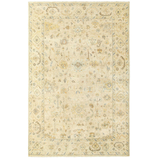 HomeRoots 6' Hand-Knotted Beige and Gray Wool Oriental Area Rug – Timeless Elegance for Any Room Decor 8' X 10' 576040