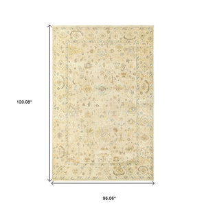 HomeRoots 6' Hand-Knotted Beige and Gray Wool Oriental Area Rug – Timeless Elegance for Any Room Decor 8' X 10' 576040