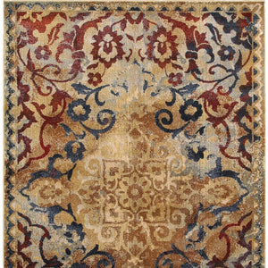 Homeroots 4' Gold Oriental Area Rug – Stylish Distressed Design, Stain Resistant For Homes With Kids & Pets 8' X 11' Polypropylene,Polyester 576046