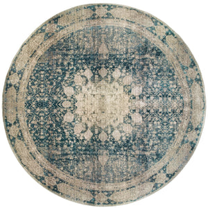 Homeroots 4' Ivory Oriental Area Rug – Distressed Design For A Timeless Touch In Any Home Décor Space 7'10" Round Polypropylene,Polyester 576049