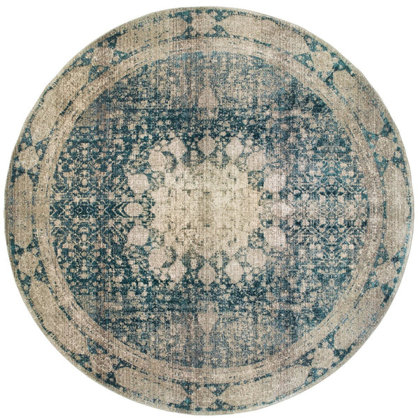 Homeroots 4' Ivory Oriental Area Rug – Distressed Design For A Timeless Touch In Any Home Décor Space 7'10" Round Polypropylene,Polyester 576049