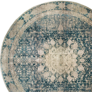 Homeroots 4' Ivory Oriental Area Rug – Distressed Design For A Timeless Touch In Any Home Décor Space 7'10" Round Polypropylene,Polyester 576049