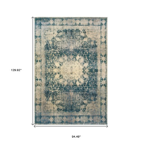 Homeroots 4' Ivory Oriental Area Rug – Distressed Design For A Timeless Touch In Any Home Décor Space 8' X 11' Polypropylene,Polyester 576050