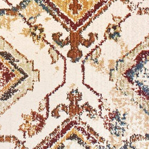 Homeroots 4' Ivory And Gold Oriental Area Rug - Elegant Power Loom Design For Warmth And Style In Any Space 7'10" Round Polypropylene,Polyester 576051