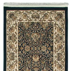 Homeroots 4' Navy Blue Oriental Area Rug With Fringe – Stylish, Stain-resistant Design For Every Home Space 10' Runner Polypropylene 576053