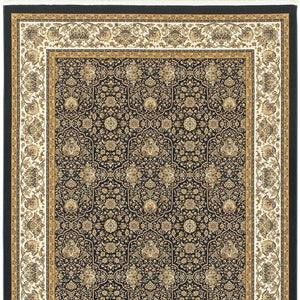 Homeroots 4' Navy Blue Oriental Area Rug With Fringe – Stylish, Stain-resistant Design For Every Home Space 8' X 11' Polypropylene 576054