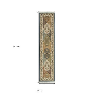 Homeroots 4' Navy Blue Oriental Area Rug With Fringe – Stylish, Stain-resistant Design For Every Home Space 10' Runner Polypropylene 576055