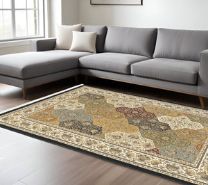 Homeroots 4' Navy Blue Oriental Area Rug With Fringe – Stylish, Stain-resistant Design For Every Home Space 8' X 11' Polypropylene 576056