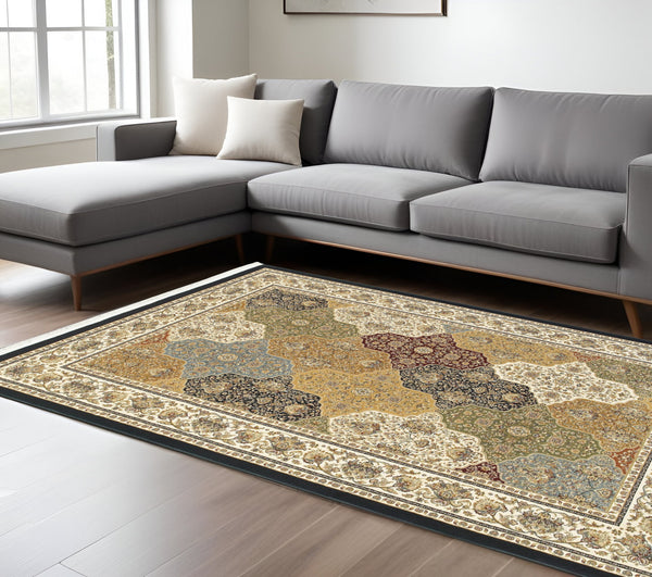 Homeroots 4' Navy Blue Oriental Area Rug With Fringe – Stylish, Stain-resistant Design For Every Home Space 8' X 11' Polypropylene 576056