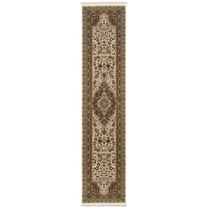 HomeRoots 4' Ivory Medallion Area Rug with Fringe – Timeless Style, Stain-Resistant, Perfect for High-Traffic Areas 10' Runner 576059