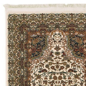 Homeroots 4' Elegant Ivory Medallion Area Rug With Fringe - Stain Resistant, Perfect For Any Home Decor 10' Runner Polypropylene 576059