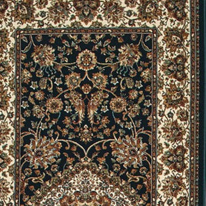 Homeroots 4' Dark Blue Medallion Area Rug With Fringe – Stain Resistant, Stylish Design For Any Room 10' Runner Polypropylene 576060