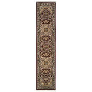 HomeRoots 10' Elegant Medallion Runner Rug in Red, Light Brown & Ivory with Fringed Edges for Hallways 2'3" x 10' 576061