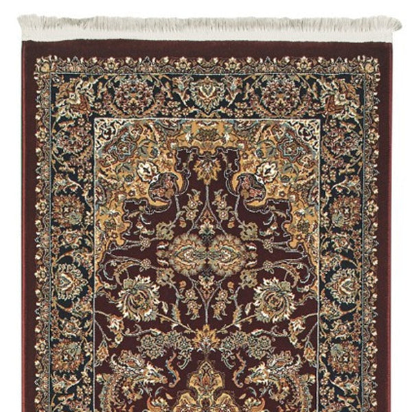 Homeroots 4' Stunning Red Medallion Area Rug With Fringe – Stain Resistant, Perfect For Kids And Pets! 2'3" X 10' Polypropylene 576061