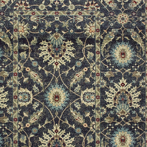 Homeroots 5' Ivory Oriental Area Rug With Navy Blue And Brown Accents – Stain Resistant For Stylish Homes 8' X 11' Polypropylene 576065