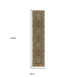 Homeroots 5' Blue Medallion Area Rug With Fringe - Stylish, Stain-resistant Design Perfect For Any Space 10' Runner Polypropylene 576067
