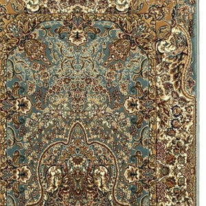 Homeroots 5' Blue Medallion Area Rug With Fringe - Stylish, Stain-resistant Design Perfect For Any Space 10' Runner Polypropylene 576067