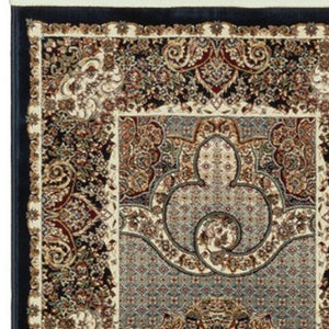 Homeroots 5' Stunning Blue Medallion Power Loom Area Rug With Fringe - Stylish, Stain-resistant Design For Homes 2'3" X 10' Polypropylene 576068