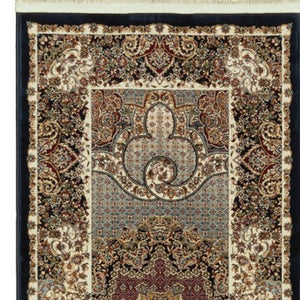 Homeroots 5' Stunning Blue Medallion Power Loom Area Rug With Fringe - Stylish, Stain-resistant Design For Homes 2'3" X 10' Polypropylene 576068