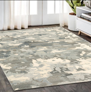 Homeroots 4' Elevate Your Home With A Soft Gray Wool Abstract Hand Tufted Area Rug For Timeless Style 5' X 8' Wool 576072