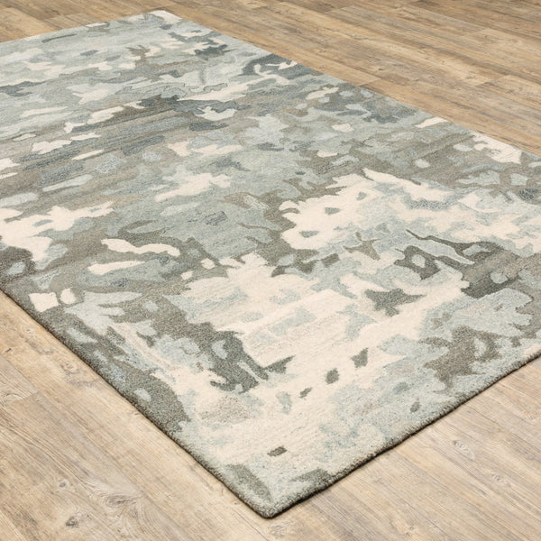 Homeroots 4' Elevate Your Home With A Soft Gray Wool Abstract Hand Tufted Area Rug For Timeless Style 5' X 8' Wool 576072