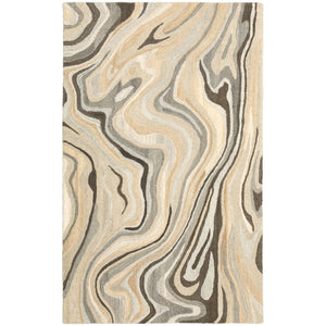 HomeRoots 4' Elegant Beige and Charcoal Abstract Hand-Tufted Wool Area Rug for Modern Home Décor Comfort 5' X 8' 576073