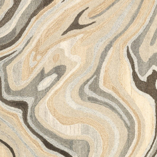 Homeroots 4' Abstract Hand-tufted Beige And Charcoal Wool Area Rug - Artful Design For Elegant Home Décor 5' X 8' Wool 576073